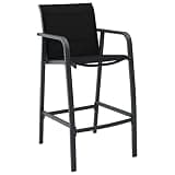 DXKDUSOKJ Set of 2 Black Textilene Patio Bar Chairs with Sturdy Steel Frame for Garden, Balcony, Outdoor Use