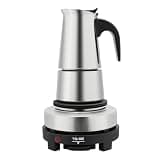 GQWQNIO 4Cups 200ml Portable Espresso Coffee Maker, Stainless Steel Coffee Pot Stovetop Espresso Maker W/Electric Stove for Cuban Coffee, Moka and Espresso Drinks
