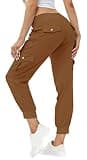 MoFiz Womens Lightweight Quick Dry Cargo Pants Outdoor Summer Travel Casual Sports Hiking Jogger Sweatpants Button Pockets Earthy Yellow XL