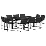 GHVBNMF 11 Piece Patio Dining Set for 10, Modern Outdoor Garden Table and Foldable Chairs with Cushions, Powder-Coated Steel Rectangular Furniture for Backyard and Deck