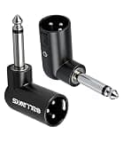 SZLliyxs 3-Pin XLR Male to 1/4" / 6.35 mm Male TS Angle Adapter, 2-Pack Adjustable Angle Positions Right Left and 90 Degree Compatible with Mixers, Microphones, amplifiers, EQ, Rack Gear