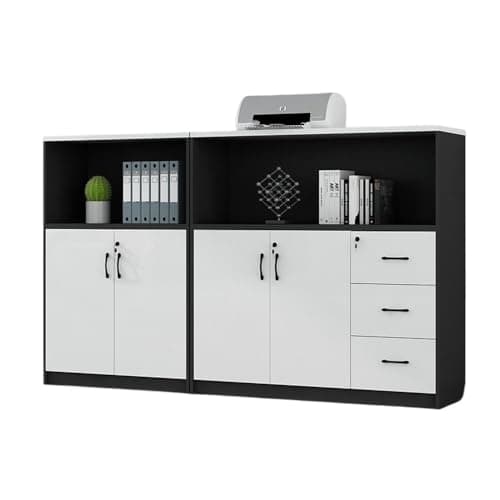 LICONG-2019 File Cabinets Office Storage Short Cabinet Files Wooden Data Multi-Door with Drawers and Partitions