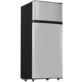 Manastin 4.5 Cu.Ft Mini Fridge with Freezer, 2-Door Small Refrigerator with 7-Level Adjustable Thermostat, Quiet Compact Fridge for Bedroom, Apartment, Dorm, Office (Silver)