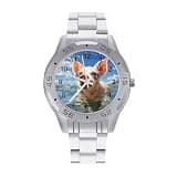 NTVOWPZO Three-Hand Analog Stainless Steel Watches for Men Easy Reader