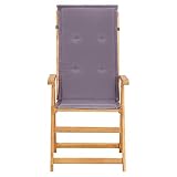 GKMBCVDFR 2 Pack Acacia Wood Reclining Patio Chairs with Cushions, Brown Outdoor Folding Chair Set of 2, 5 Position Adjustable Backrest for Comfort