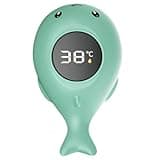 Baby Bath Thermometer, Waterproof Digital Water Thermometer with LED Touch Screen, 0-90°C Temp Baby Essentials, Cute Whale Bath Toys 4.7x2 Inch Green