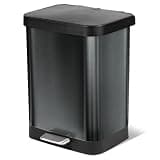 Glad Stainless Steel Trash Can with Clorox Odor Protection, 13 Gal, Pewter