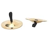 Omquot Brass Finger Plates Durable Sound, 2 Pcs Finger Bell Tool, Easy to Grab, 2.2 Inch for Dance Party and Holiday