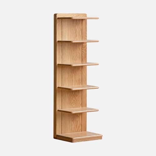 Vadisun 5-Tier Solid Oak Invisible Bookshelf, Freestanding Vertical Book Tower, Modern Corner Storage Shelf for Home Study Natural Wood