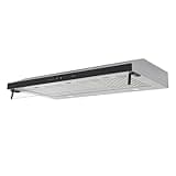 35 Inch Kitchen Range Hood, Under Cabinet Range Hood 3 Speed Stainless Steel Kitchen Vent Hood Smoke Exhauster with 2 LED Lights, Glass Smoke Flap and Touch Panel