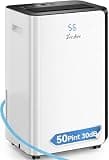 FreAire 54Pint Dehumidifier for 4500Sq.Ft, Compressor Dehumidifiers for Home, Front Humidity Value Display&Quiet Dehumidifier for Basement, Bedroom, Bathroom, with Drain Hose, 1.13 Gallon Water Tank