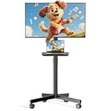 Mobile TV Cart Rolling TV Stand for 23-60 Inch LCD LED Flat Curved Screens up to 88 lbs, Height Adjustable Portable TV Stand on Wheels with Shelf, Outdoor TV Stand Mount, Max VESA 400x400mm, Black