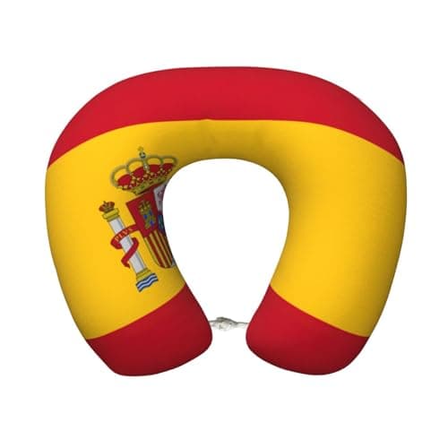 KOPUUYRD Spanish Flag Print Custom U-Shaped Travel Pillow,Memory Foam Cervical Neck Pillow,for Napping,Plane,Car,Home,Office