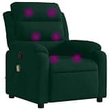 UERNGFTKM Faux Leather Manual Reclining Chair with Vibration Massage, 6 Massage Points and Side Pocket, 135-Degree Tilt, USB Powered, Dark Green