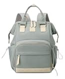 JiaYou Women's Diaper Bag Backpack Wide Opening Insulated Bottle Back Zip Pocket Tissue Slit Drawstring Side Pack(Sage Green, 21 Liters)