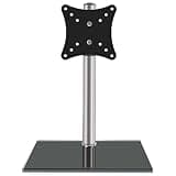 Monitor Stand Black Single Monitor Bracket, Freestanding Desktop Monitor Stand with Sleek Glass Base, Adjustable Monitor Arm for 14-27" Screens,Holds Up to 22Lbs Tv Stand