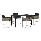 Afuera Living 5 Piece Poly Rattan Garden Dining Set, Gray Finish, Weather-Resistant Cushions, Tempered Glass Tabletop, Powder-Coated Steel Frame, Modern Patio Furniture for Outdoor Dining, Seats 4