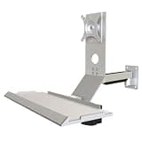 Vituord Monitor and Keyboard Wall Mount, Single Computer Screen Workstation, with 180° Rotation, ±15° Tilt, Foldable Keyboard Tray, Mouse Space, for 17-27 Inch Screen, Load 8kg 460mm