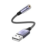MOSWAG USB to 3.5mm Jack Audio Adapter 0.65Feet/20cm, External Sound Card Support Mic TRRS Headset with 3.5mm Aux Stereo Converter Compatible with Windows, PC, Laptop, Mac, Linux, Desktops, PS4