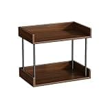 CFGH6FDF Countertop Double-Decker Wooden Small Bookshelf Open Storage Rack for Home Kitchen Office Freestanding Book Shelf