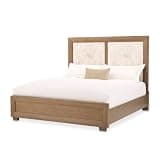 Michael Amini Sienna Brown Portrait Queen Panel Bed with LED Lights, Modern Design, Durable Platform Frame, Bedroom Furniture, Elegant Nighttime Ambiance