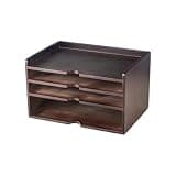 WANGHAI2024M Bookcases Desktop Four-Tier Bookshelf Wooden Retro Filing Storage Rack for Office Home