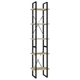 UBVNFGMK 5-Tier Book Cabinet, Sonoma Oak Bookshelf with Metal Frame, 15.7x11.8x68.9 Inches Engineered Wood Storage for Home Office