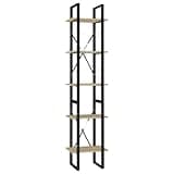 KGHFDVB 5-Tier Book Cabinet with Metal Frame, Sonoma Oak 15.7x11.8x68.9 Inches, Engineered Wood Bookshelf for Home Office Storage
