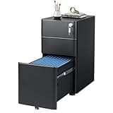 DEVAISE 3-Drawer Slim File Cabinet, Small Mobile Filing Cainet with Lock for Home Office, Fits Letter/Legal/A4 Size, 11.8 x 17.7 x 23.2 Inches (Pre-Assembled, Black)