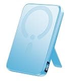 for Magsafe Power Bank, 12000mAh Magnetic Portable Charger with Adjustable Stand - Travel Essentials Battery Pack with USB-C 20W Fast Charging, LED Screen, for iPhone 17/16/15/14/13 Series,Aqua