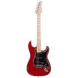ST Style Electric Guitar Starter Kit, Red with Black Pickguard, Basswood Body, Maple Neck, 39.4 Inch, Includes 20W Amp, Gig Bag, Strap