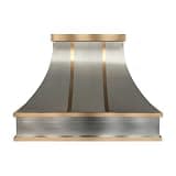 Stainless Steel Range Hood Island Mount 30'' W,30'' H,27'' D, CT Copper Tailor Custom Handmade Metal Kitchen Vent Hood, With 4-Speed Exhaust Fan & LED Light,SH7-2BST