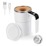12oz Magnetic Self Stirring Coffee Mug, Rechargeable Automatic Mixing Cup with LED Temperature Display, Portable Electric Stirrer Mug for Home Office