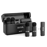 BOYA BY-V4U Wireless Lavalier Microphone for iPhone 17/16/15 Series Type C Smartphone with Charging Case, 4-Channel Mono Output, Omnidirectional Noise Cancelling Lapel Mic for Video Recording Podcast