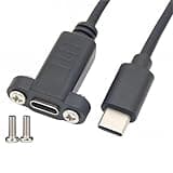 QFDRRFIJT 5pcs Type-C Male Connector to USB2.0 Cable Micro USB Female Extension Cable Pitch 17.5mm with Screws Panel Mount Hole 0.3 Meters 0.5m(0.3 Meters_5PCS)