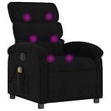 KTPRTOCK Manual Reclining Massage Recliner Chair with 6 Massage Points, Black Fabric, 135-Degree Tilt, Side Pocket, Wood and Metal Frame