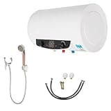 1500W Electric Hot Water Heater for Shower,35L Tank 95–167°F IPX4, 9.25Gal Wall Mounted Quick Heating Water Heater with Shower Head,Water Pipes and Hose for Bathroom, Kitchen (35L/9.25Gal)