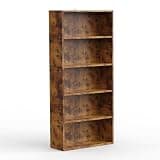 LOVEZOE 5 Tier Bookshelf, Adjustable Shelves Floor Standing Storage Shelf for Home Office, Rustic Brown, 23.8” L x 9.2” D x 53” H