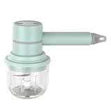 Handheld Mixer, Electric Egg Beater and Food Chopper, 2-in-1 Cordless Mini Mixer with 300 mL Glass Bowl, Portable Garlic Chopper for Baking, Mincing Meat, Food Supplement