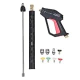 High Pressure Washer Gun Kit for Industrial Surface Maintenance - with M22 14 M22 15 and 3/8 Inch Adapters - 4000 PSI 8 GPM Cleaning Tool with 5 Quick Connect Nozzle Tips and