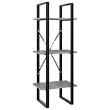 KGHFDVB 3-Tier Book Cabinet Concrete Gray Engineered Wood Bookshelf, Industrial Small Bookcase with 3 Shelves for Home Office Storage