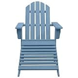 DXKDUSOKJ Garden Adirondack Chair with Ottoman Solid Fir Wood Blue for Patio Terrace