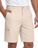 7 Inch 7in Inseam Men Casual Dress Golf Shorts Flat Front Chino Stretch Elastic Waist Slim Fit Flex Beach Trip Essentials Summer Vacation Must Have Travel Accessories Need Gift Item Gadget 2026