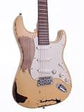 Rhxflame Pin Up Girl Cream Over Sunburst Road Worn Electric Guitar, Alder Body, Roasted Canada Maple Neck & Fingerboard, Rounded End Frets, Tremolo Bridge, Beginner Guitar