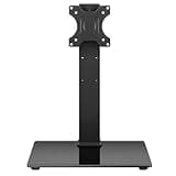 WKWKER Universal TV Stand for 13-32inch LED LCD Table Top Television Stand with 45 Degree Height Adjustable Swivel TV Stand Mount with Tempered Glass Base Max VESA 100x100mm