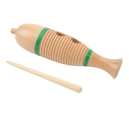 Fesjoy Fish Shaped Guiro Delicate Wooden Percussion for Kids and Adults, Cultivating Musical Talent, for Parties, 20x6cm