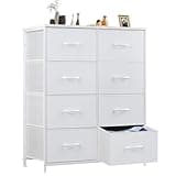Sweetcrispy Dresser for Bedroom, Chest Organizer Unit with 8 Fabric Bins, Fabric Storage Tower, Drawer Organizer with Steel Frame, Wooden Top for Living Room, Closet