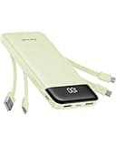 charmast Portable Charger with Reinforced Built-in 4 Cables,10000mAh Power Bank Travel Essentials 6 Outputs 3 Inputs 3A Fast Charging Compatible with iPhone iPad Samsung Google Pixel LG Moto etc.