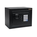 0.23 Cu Ft Mini Safe Box, Alloy Steel Small Money Safe with Digital Keypad & 2 Backup Keys, Anti-Pry Security Safe for Cash Jewelry Documents, Wall/Floor Mount Hidden Home Office Safe
