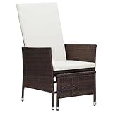 LPERTGFHU Outdoor Reclining Patio Chair with Built-in Footrest and Cushions, Brown PE Rattan Armchair for Garden, Backyard, Porch, and Poolside